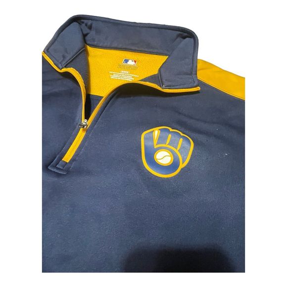 Milwaukee Brewers Qtr Zip Lightweight Pullover- MLB Licensed Mens Medium - Picture 4 of 11